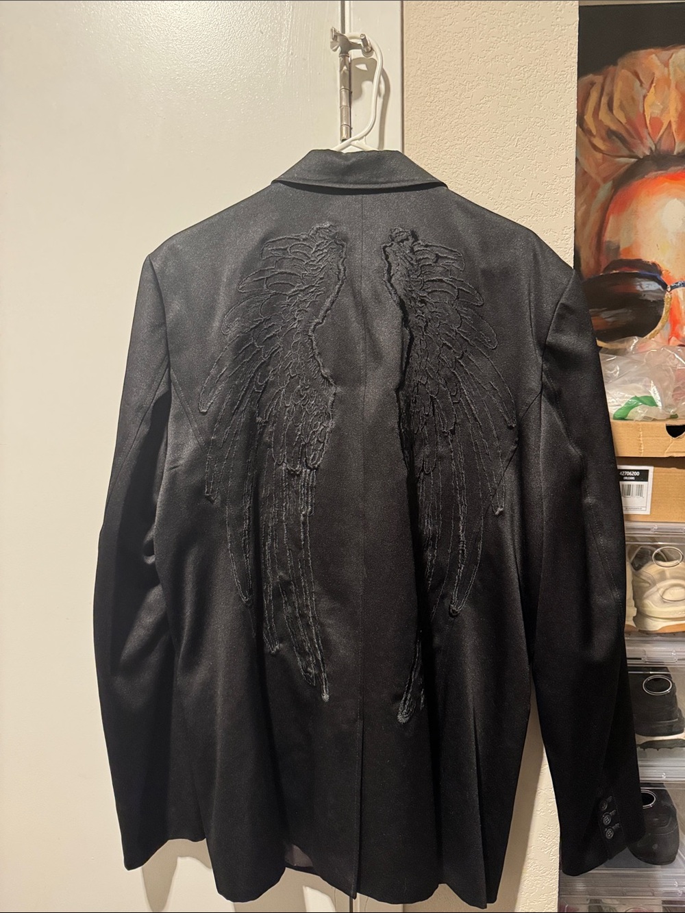 Guess Black Men's Winged-Back Pea Coat